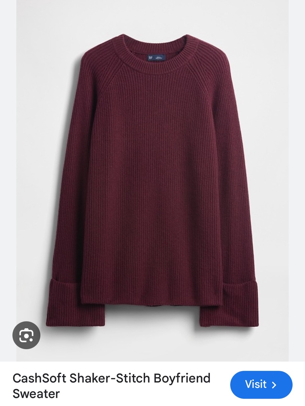 Gap CashSoft Shaker-Stitch Boyfriend Sweater - Burgundy